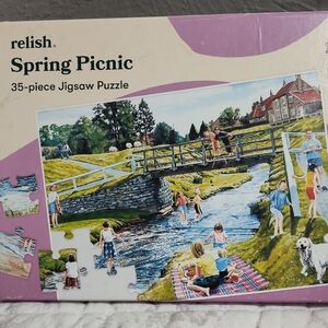 🔥 2/$25 Relish "Spring Picnic" Senior Jigsaw Puzzle, 35 Large Pieces